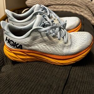 Hoka Sky Blue and Orange Athletic Shoes